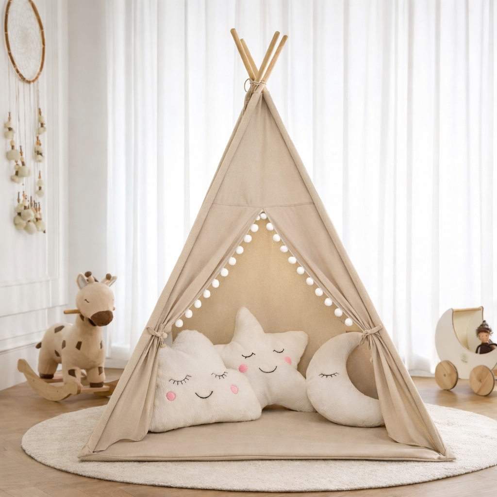 Kids Teepee Tent Beige – Create Their Cozy Corner