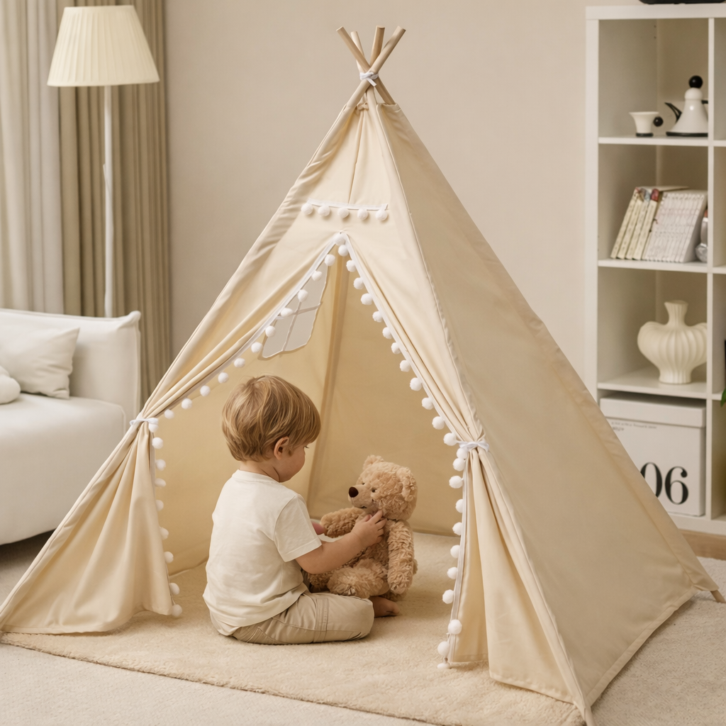 Kids Teepee Tent Beige – Create Their Cozy Corner